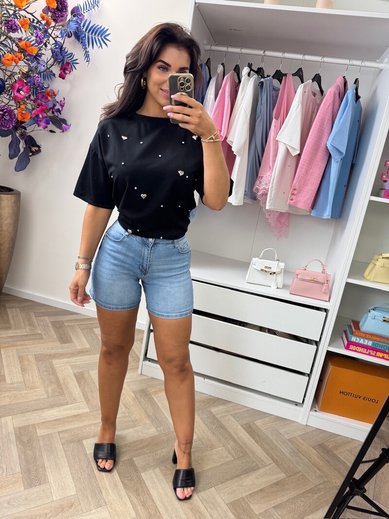 T-Shirt Hearts Black