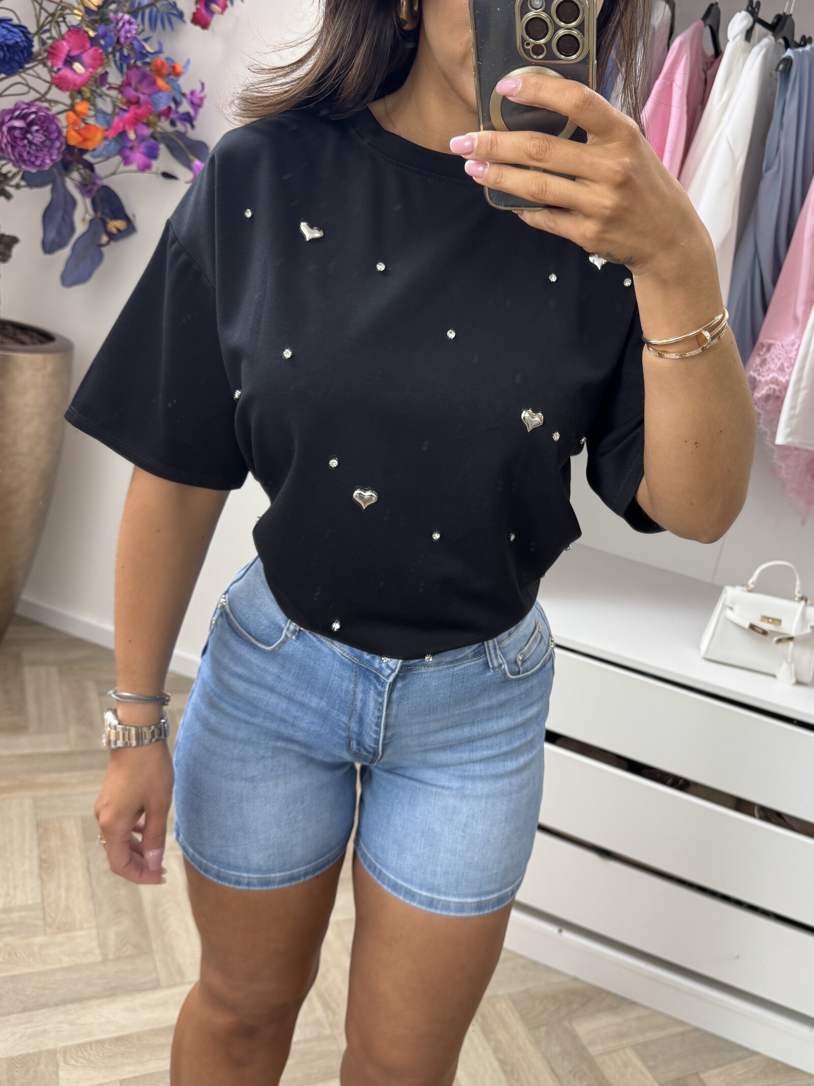 T-Shirt Hearts Black