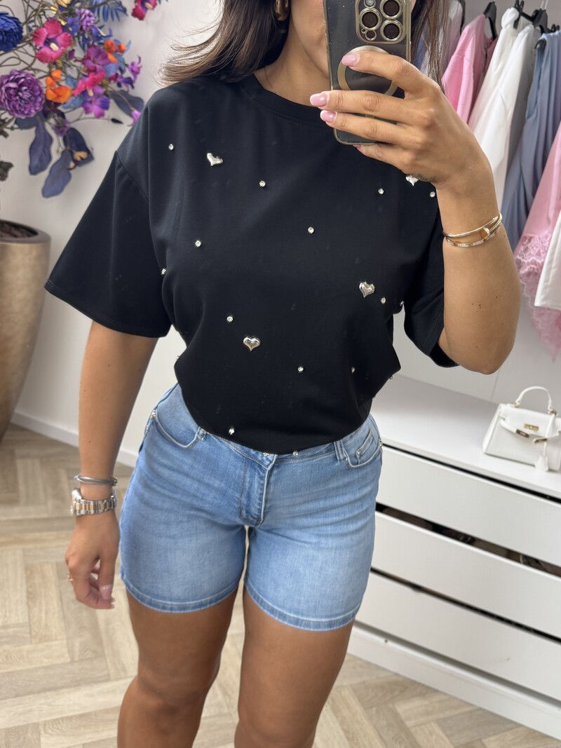 T-Shirt Hearts Black