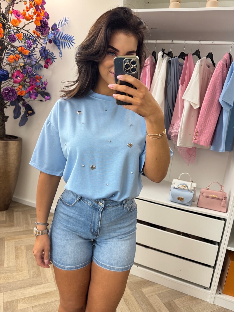 T-Shirt Hearts Light Blue