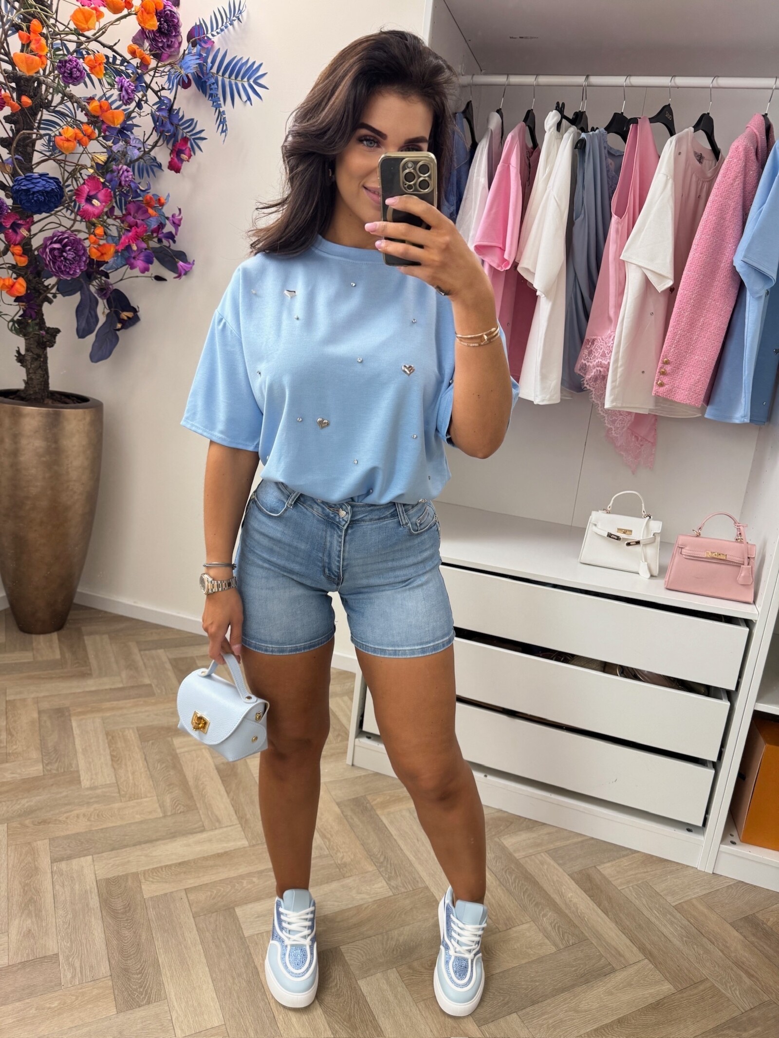 T-Shirt Hearts Light Blue