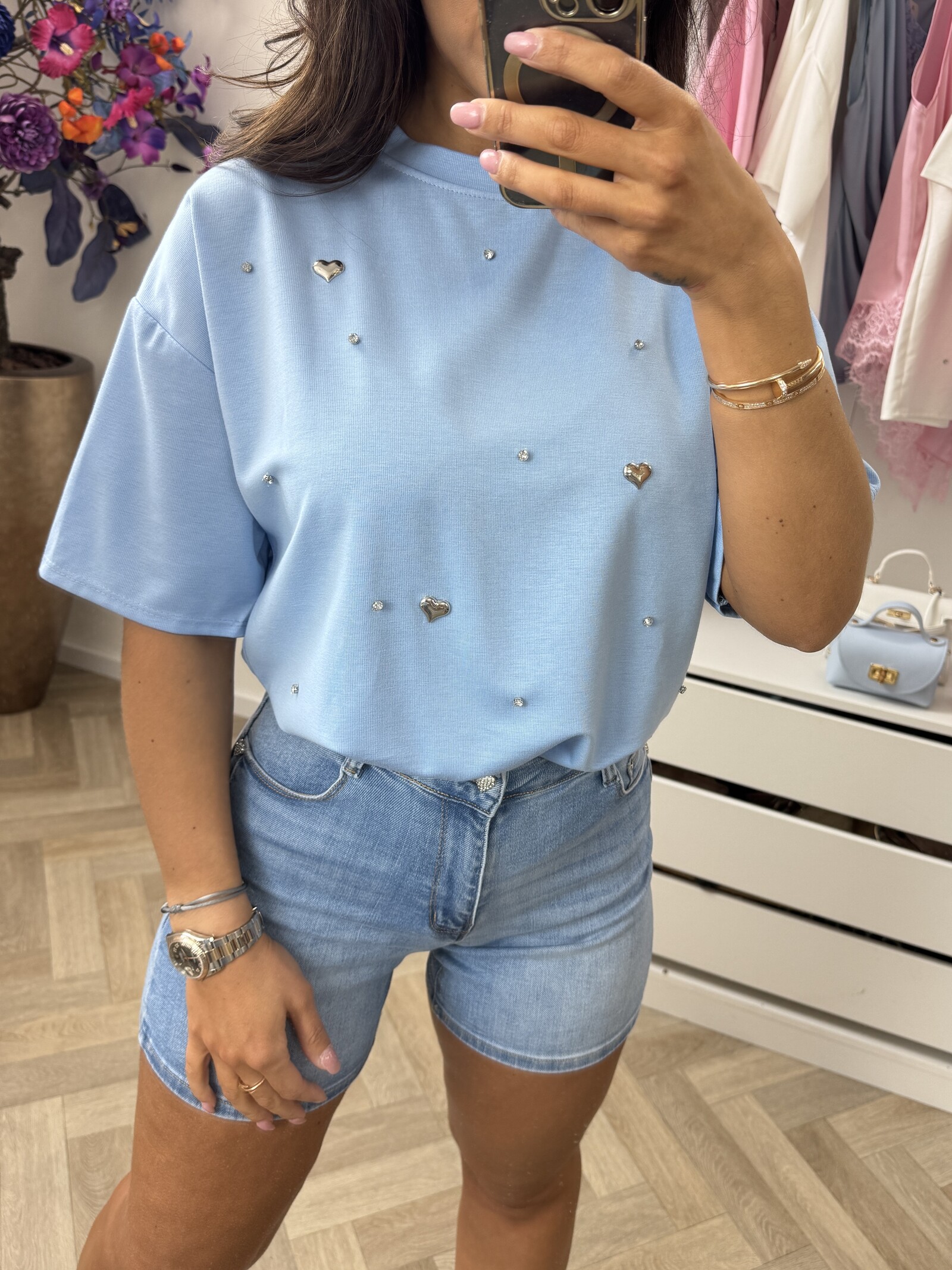T-Shirt Hearts Light Blue