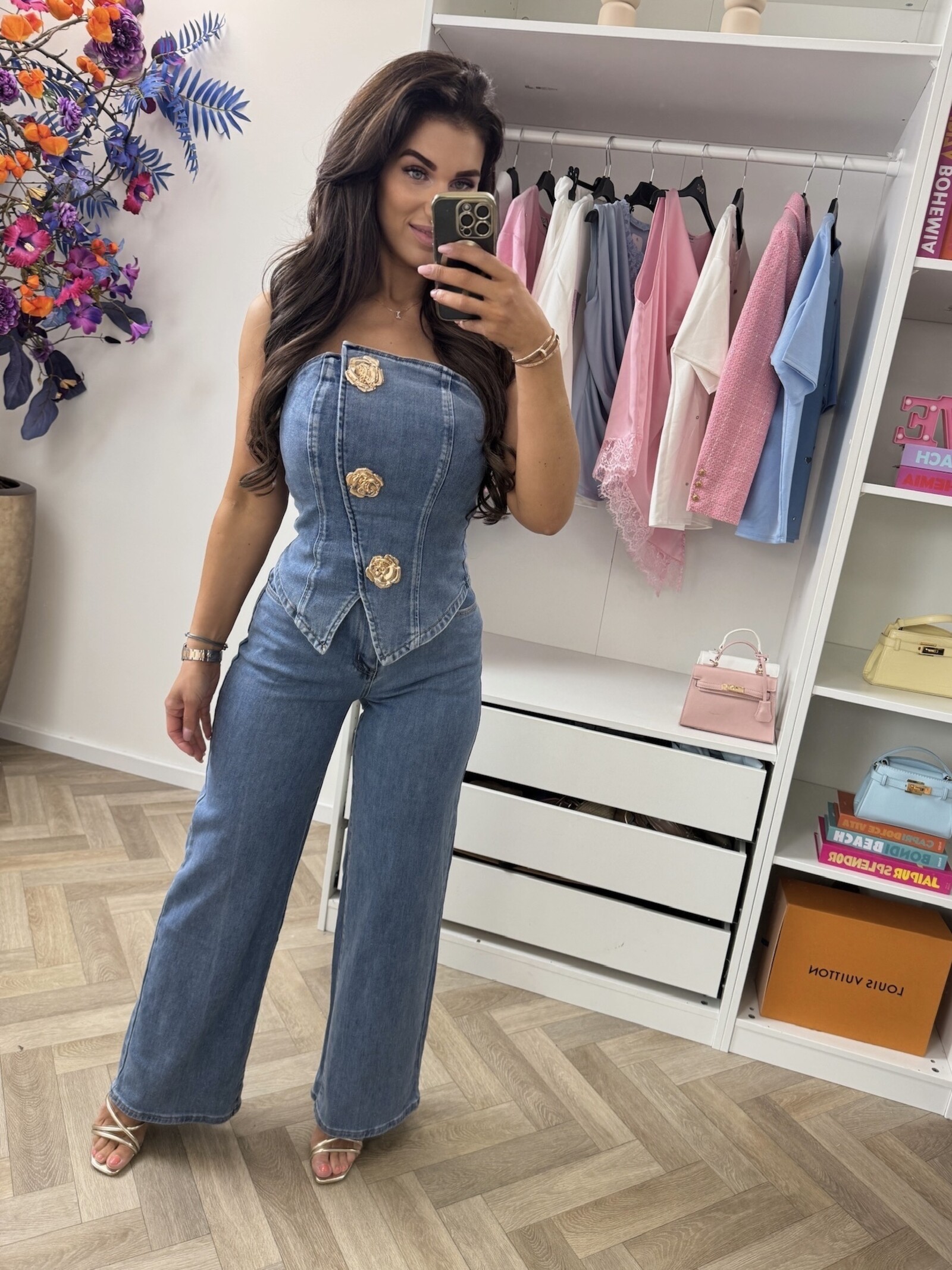 Pak Luxury Denim Gold button FW046