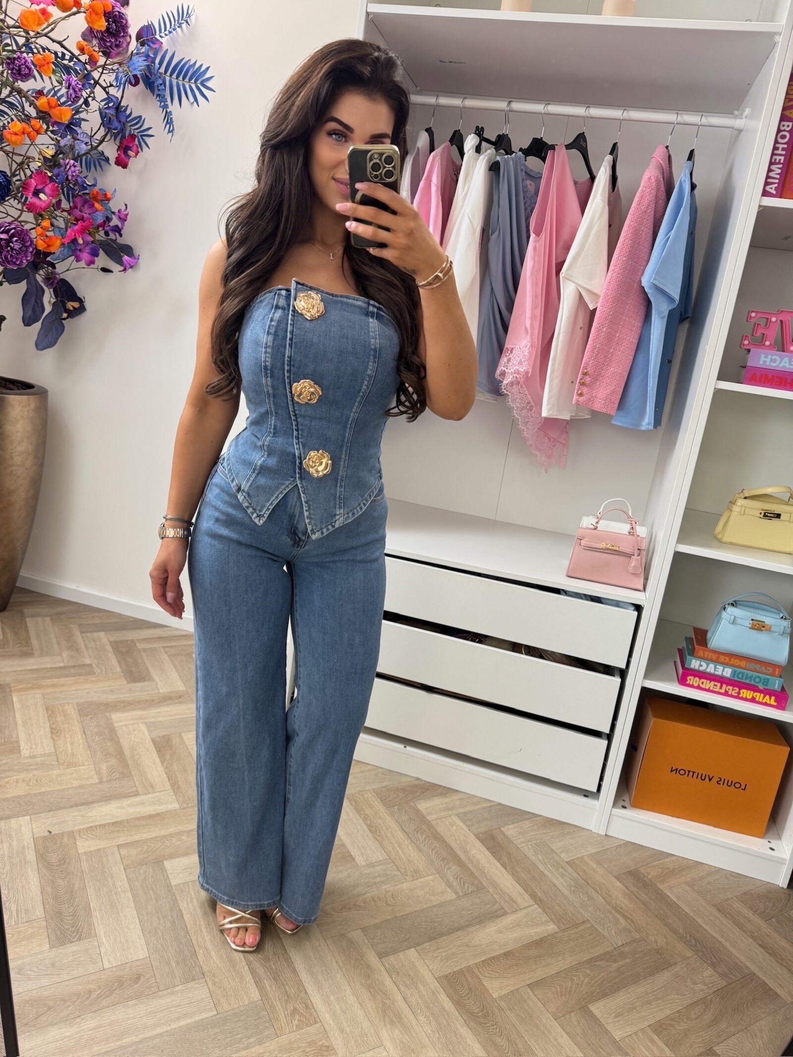 Pak Luxury Denim Gold button FW046