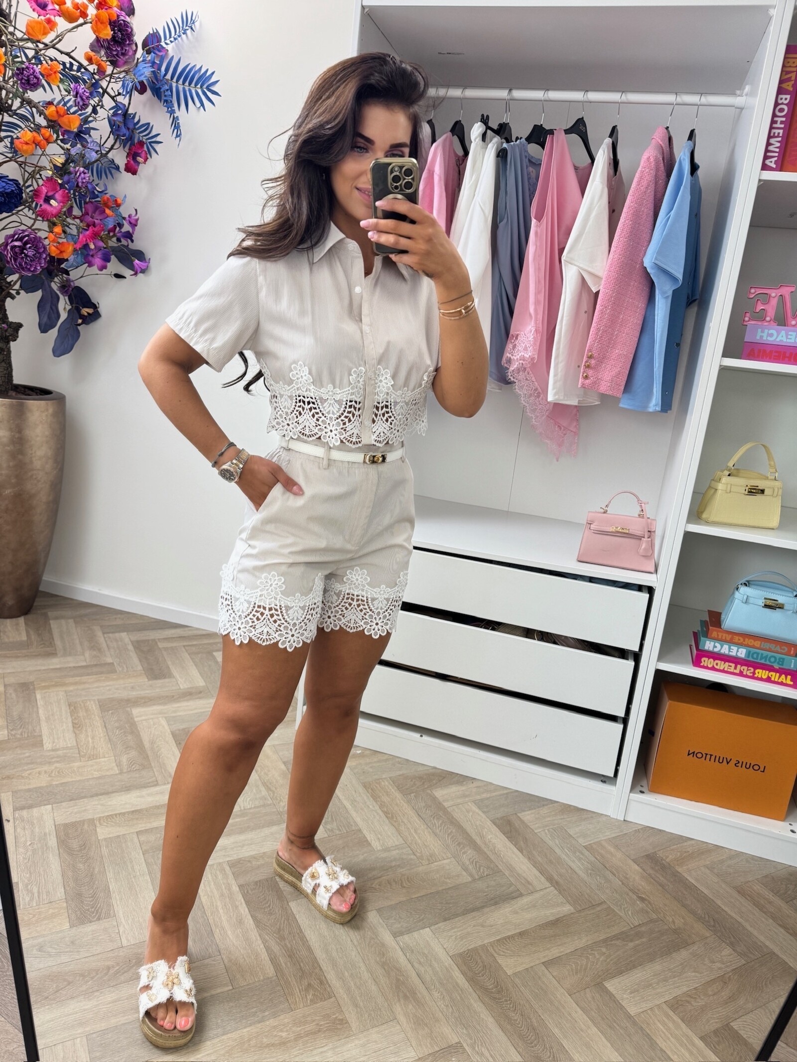 Set Stripes Lace Beige CH148