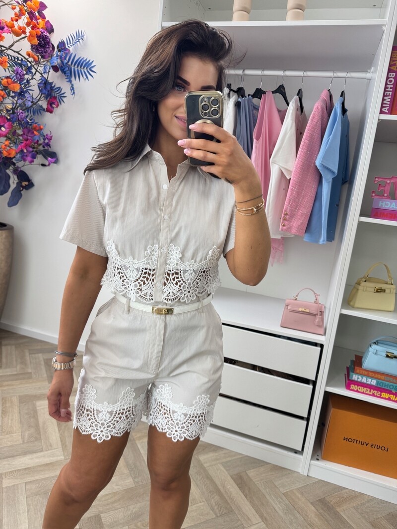 Set Stripes Lace Beige CH148