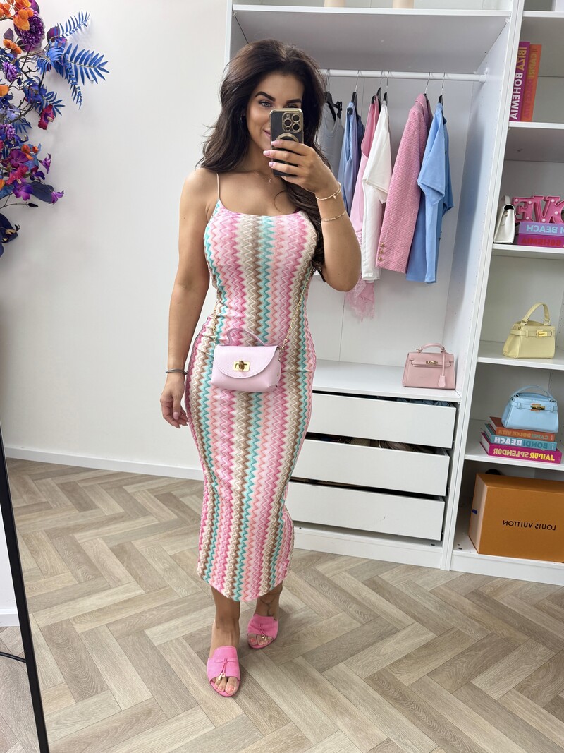 Long Dress Zigzag turquoise