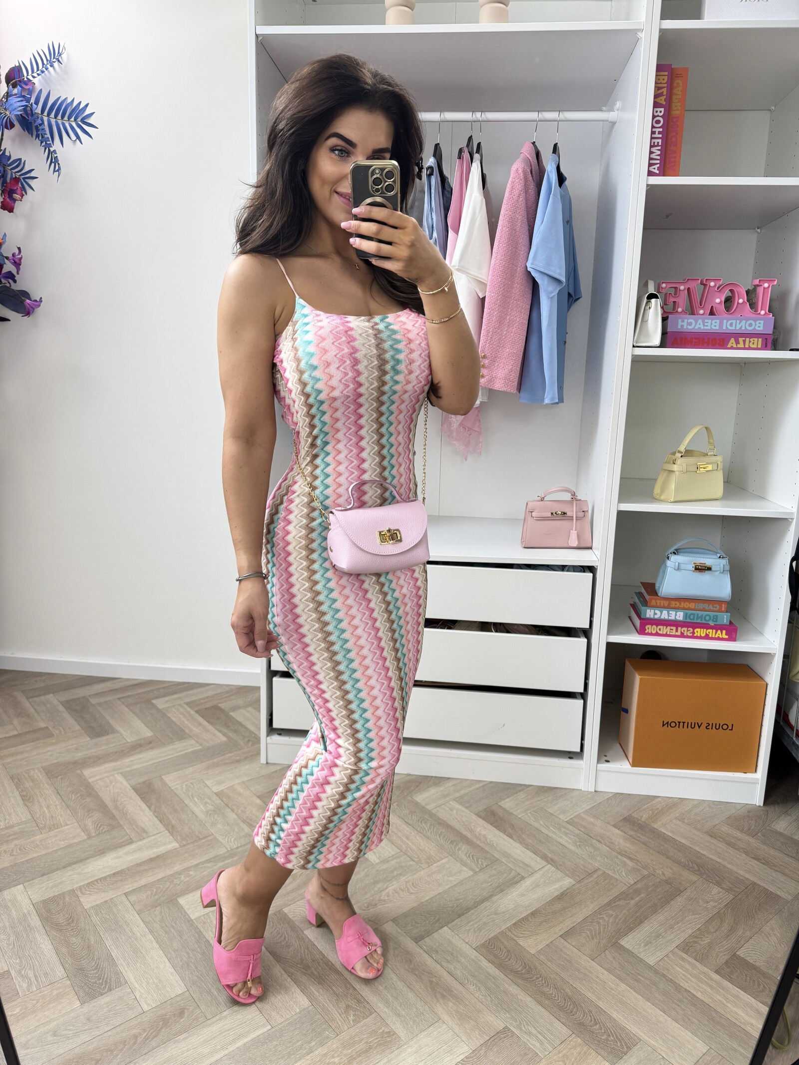 Long Dress Zigzag turquoise