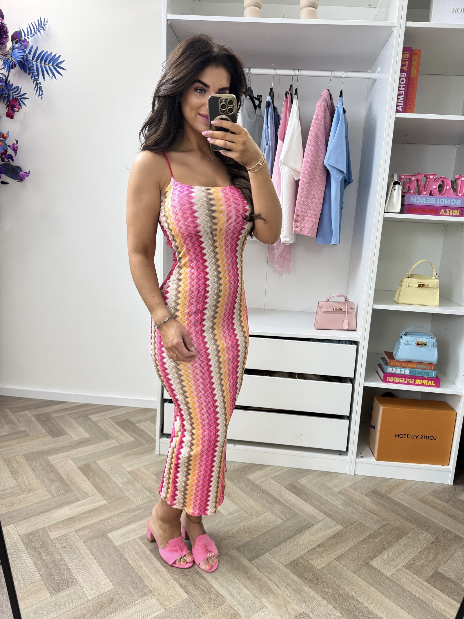 Long Dress Zigzag Pink