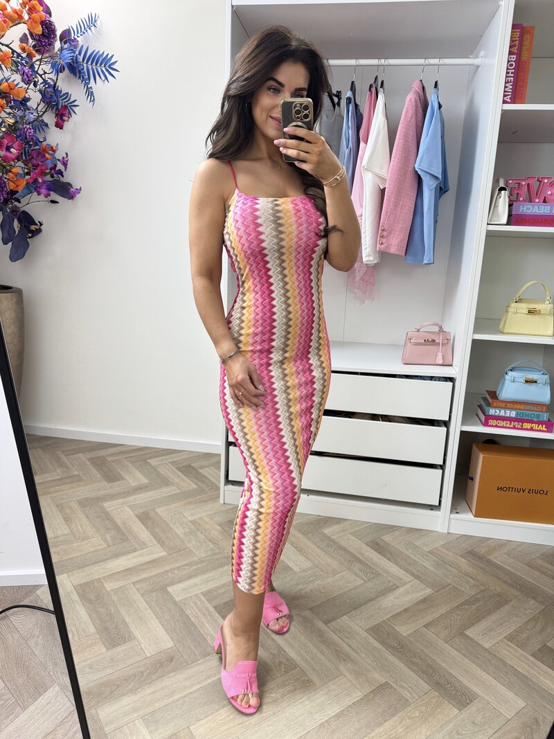 Long Dress Zigzag Pink
