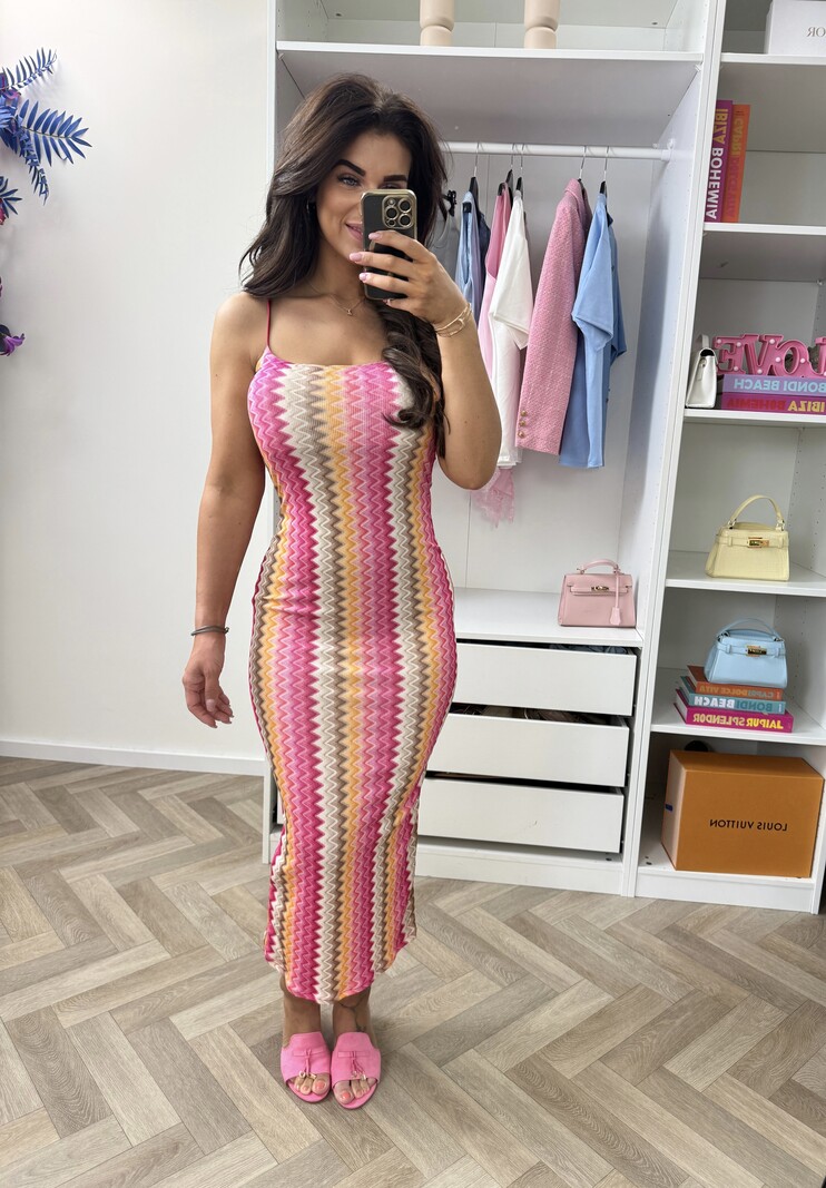 Long Dress Zigzag Pink