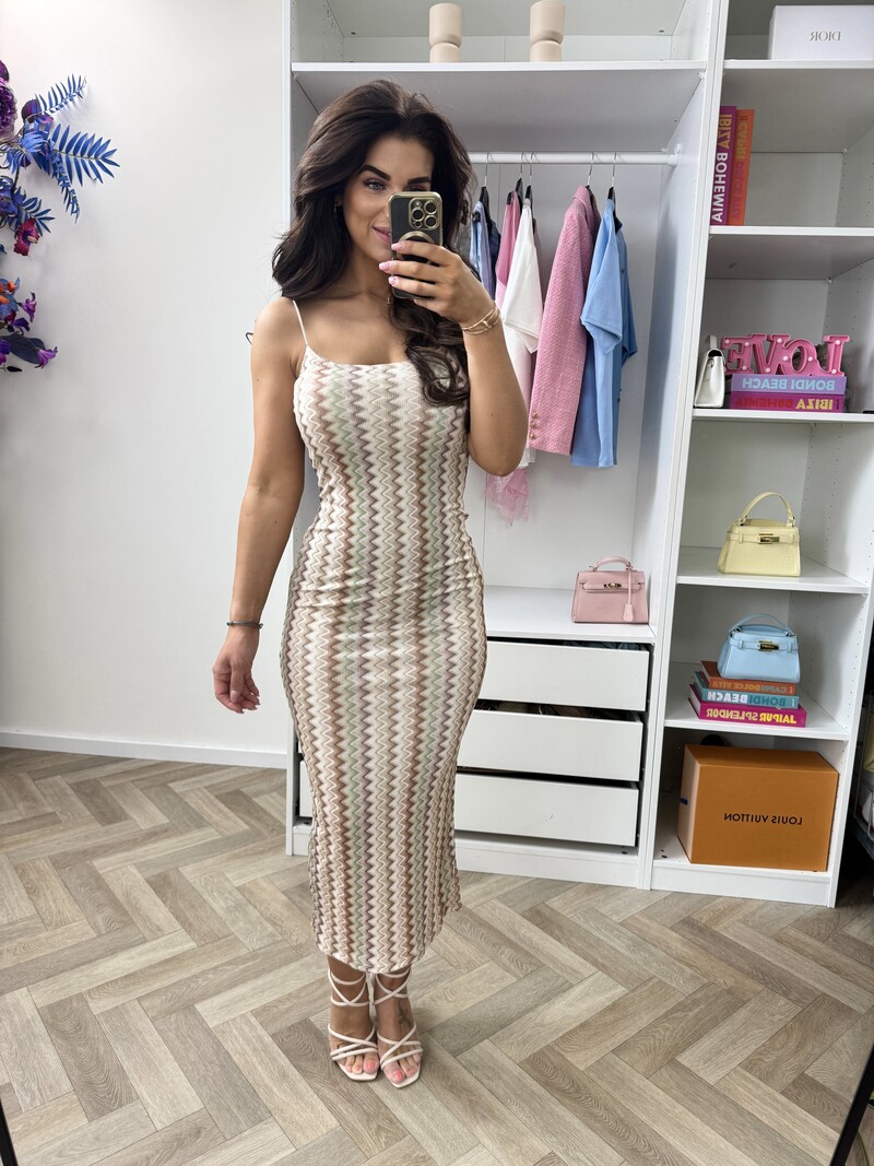 Long Dress Zigzag Light Green