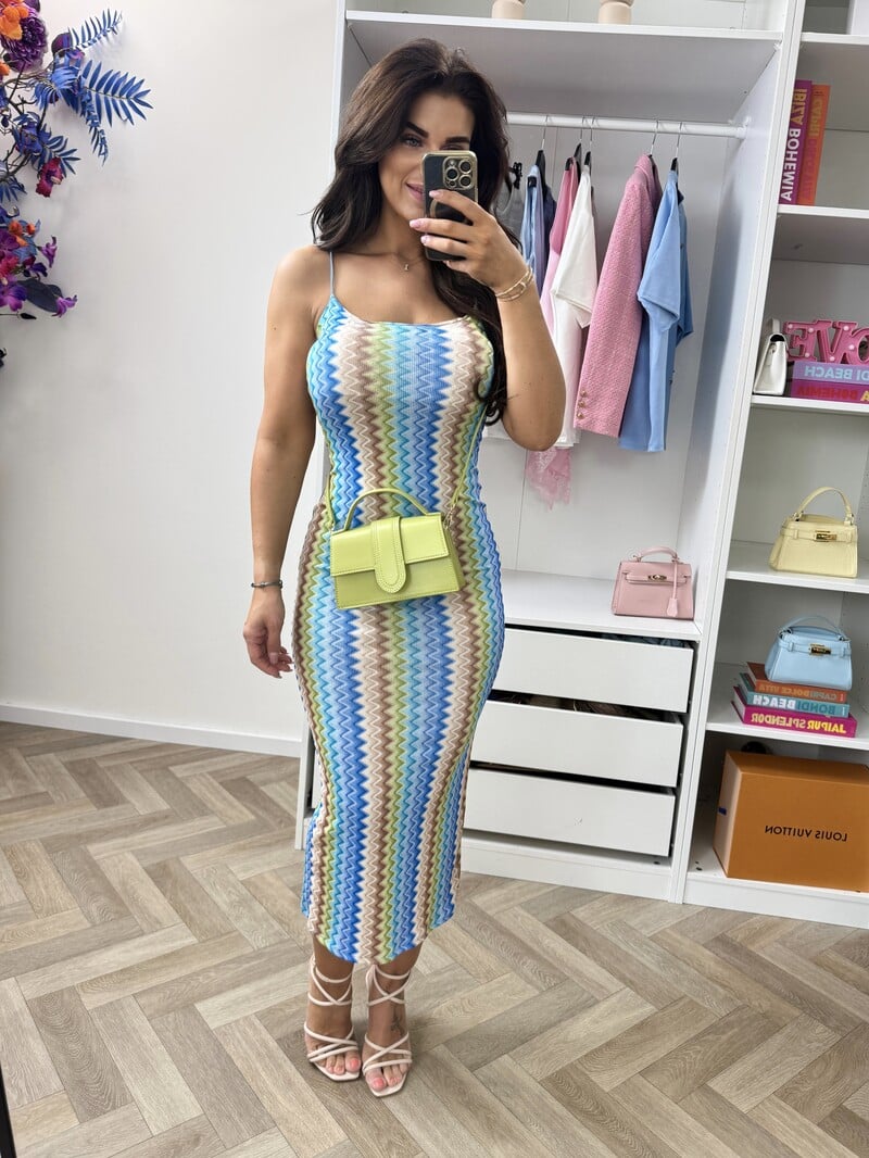 Long Dress Zigzag Blue