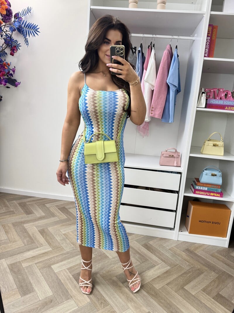 Long Dress Zigzag Blue