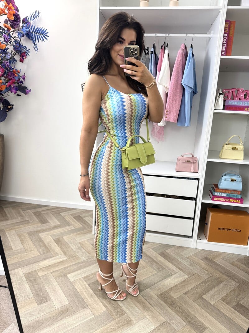 Long Dress Zigzag Blue