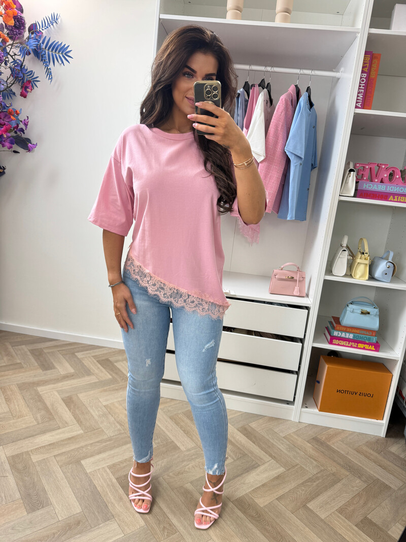T-Shirt Lace Isa  pink
