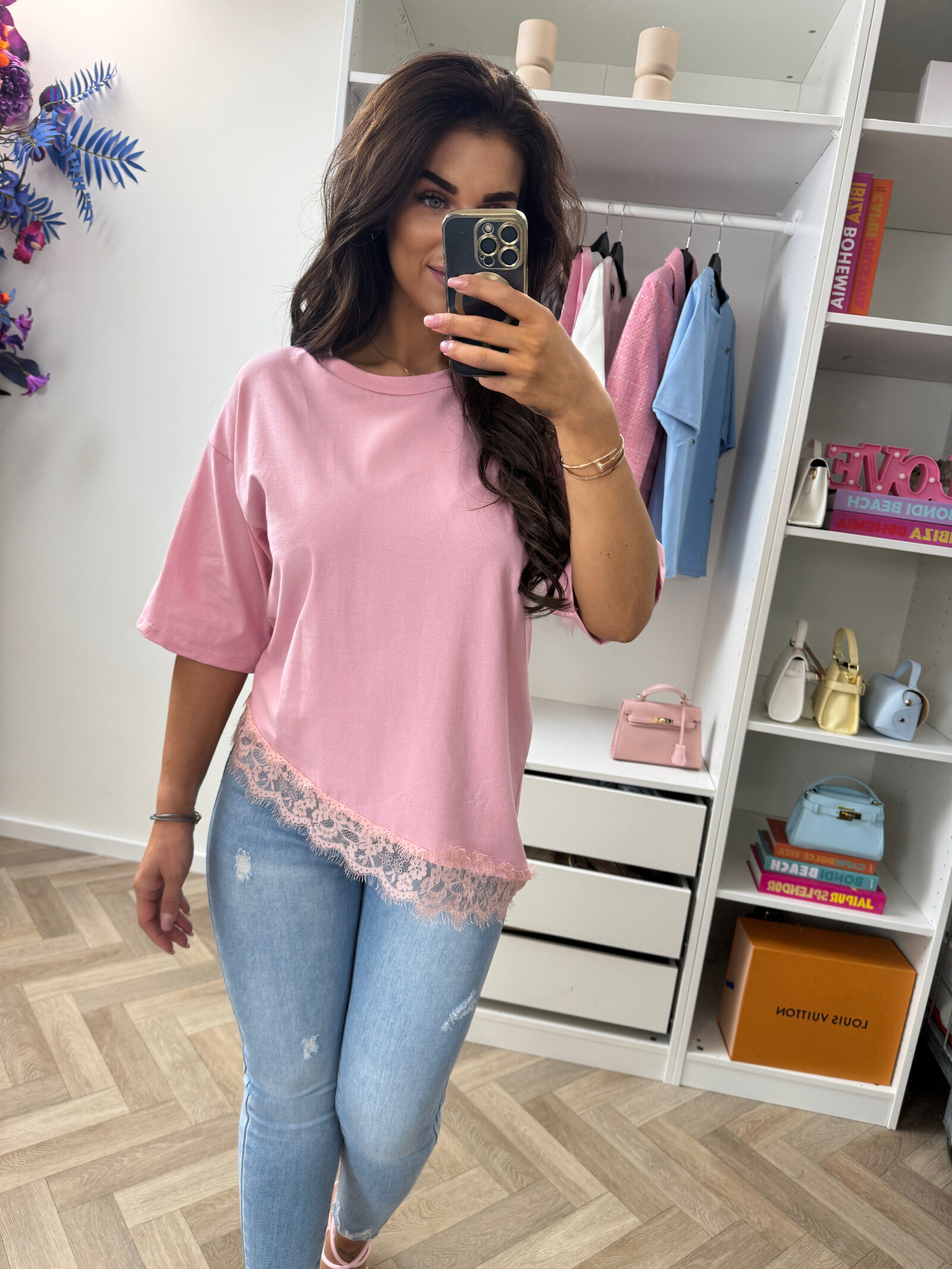 T-Shirt Lace Isa  pink
