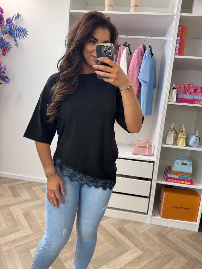 T-Shirt Lace Isa  Black