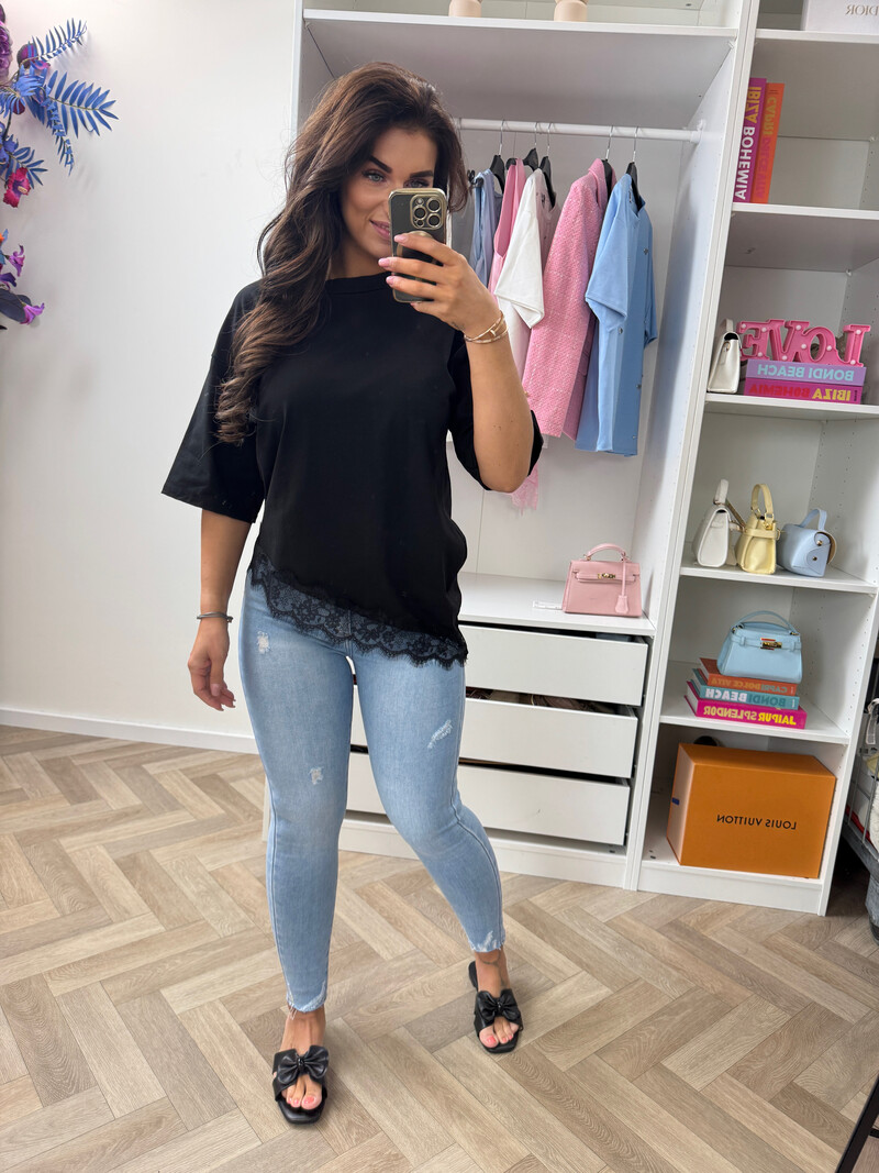 T-Shirt Lace Isa  Black