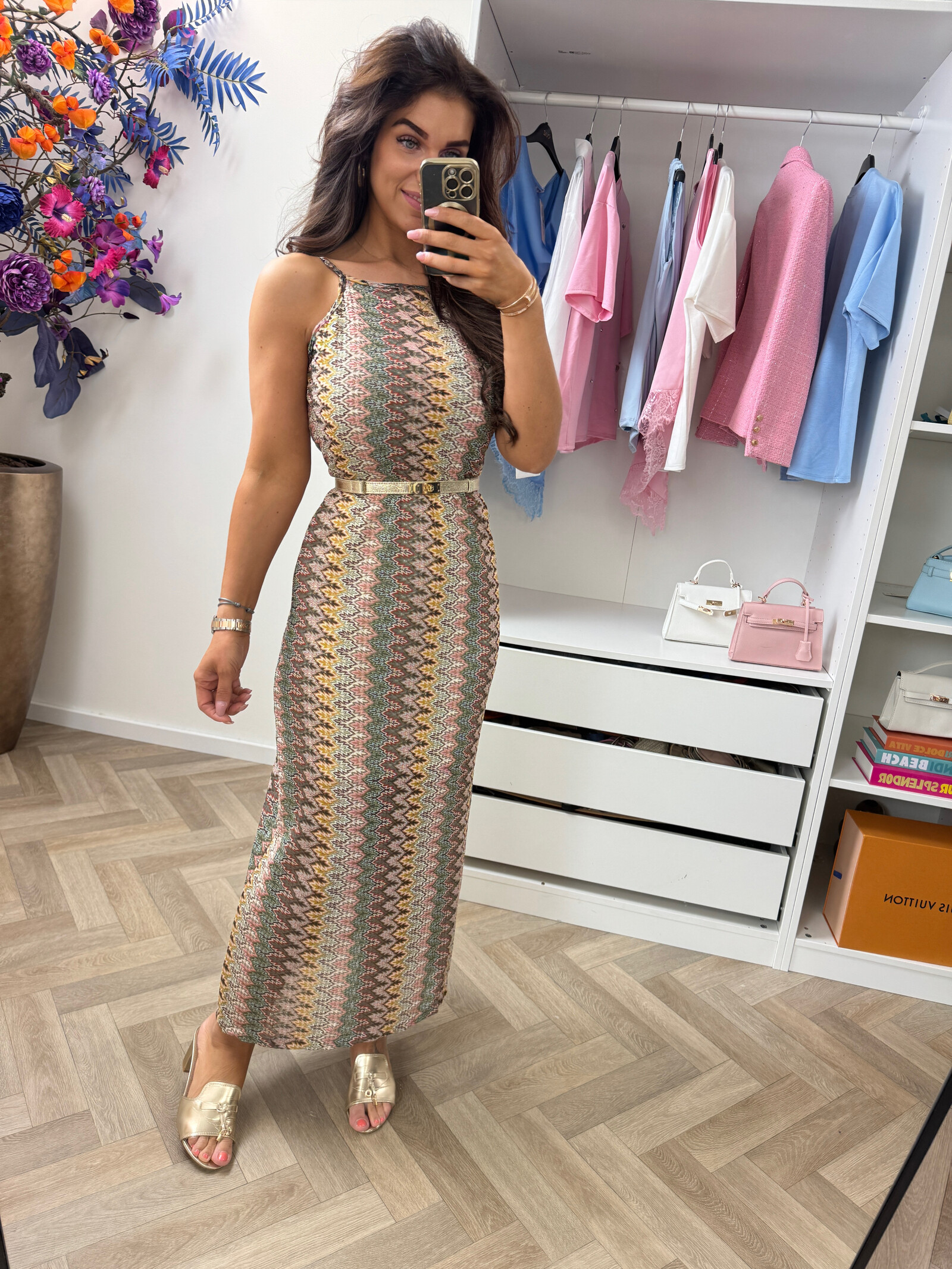 Long Dress Mission print zigzag Multi