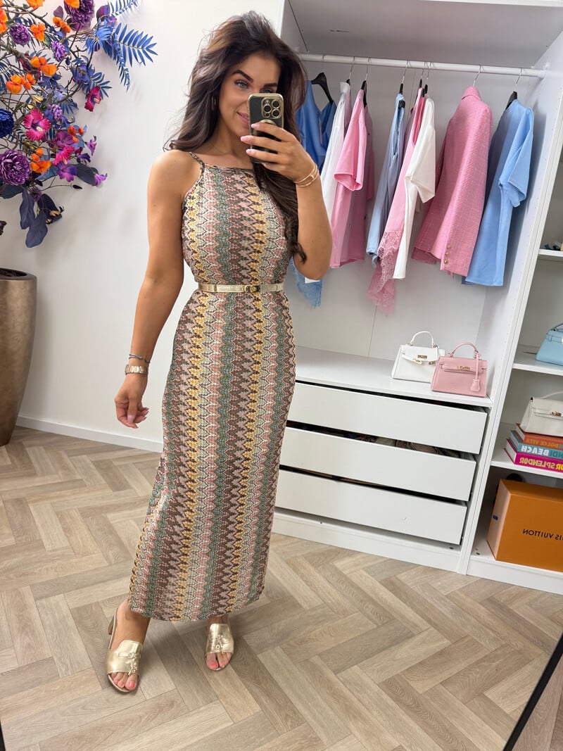Long Dress Mission print zigzag Multi
