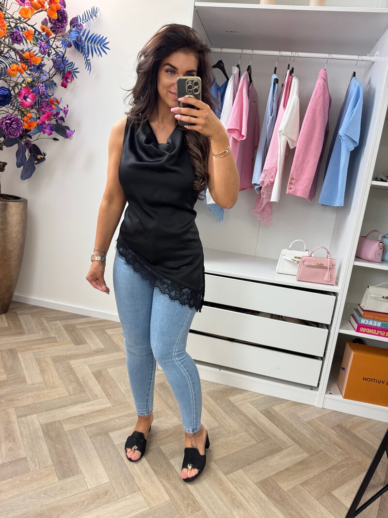 Top satin lace Black