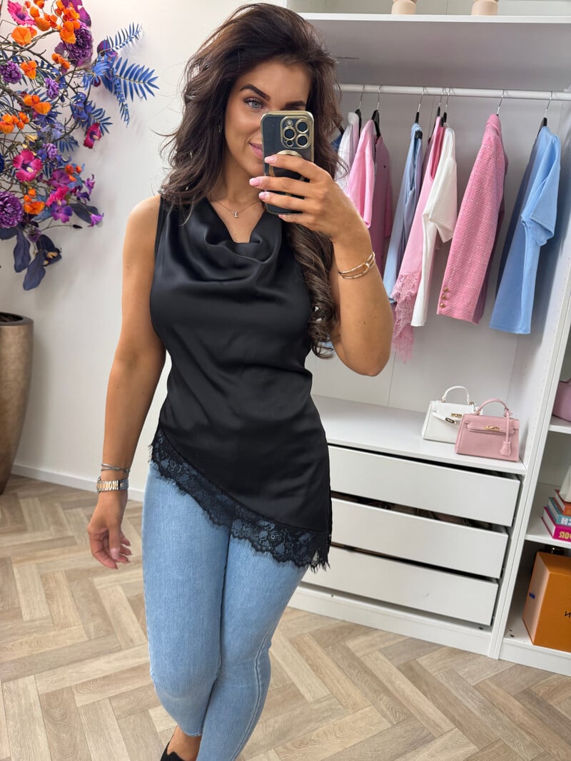 Top satin lace Black