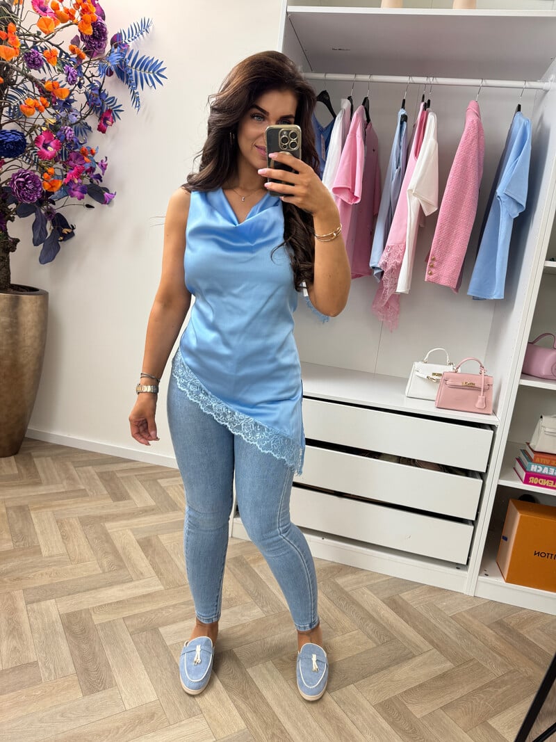 Top satin lace Light Blue