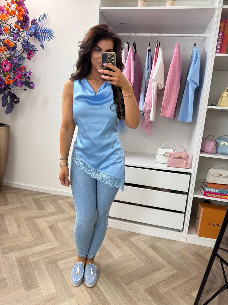 Top satin lace Light Blue