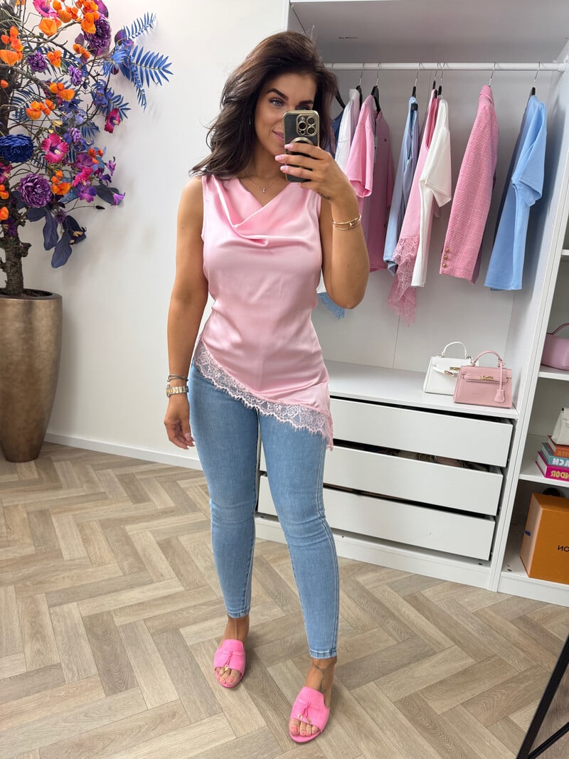 Top satin lace Pink