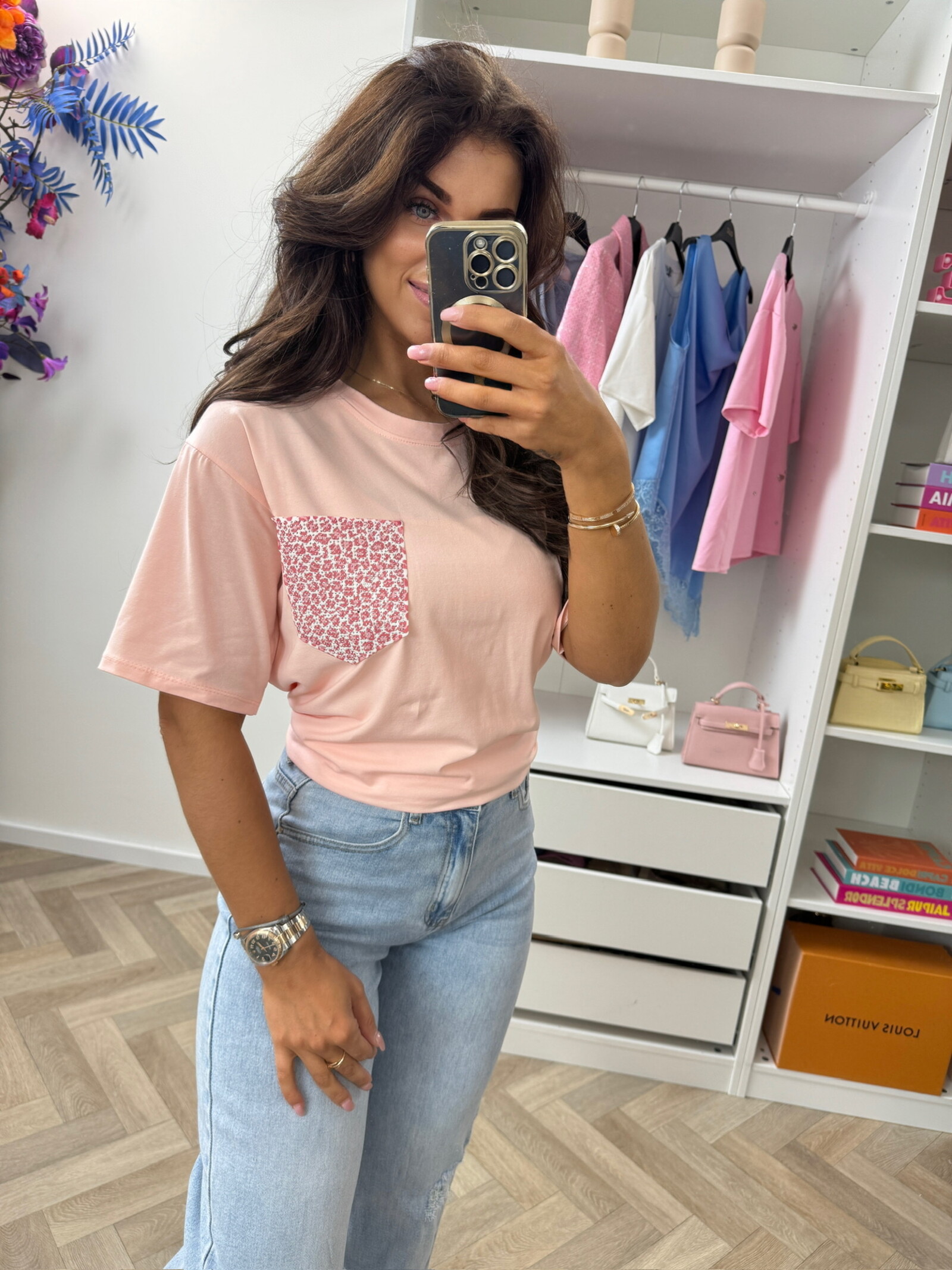 T-Shirt leopard pocket  Pink