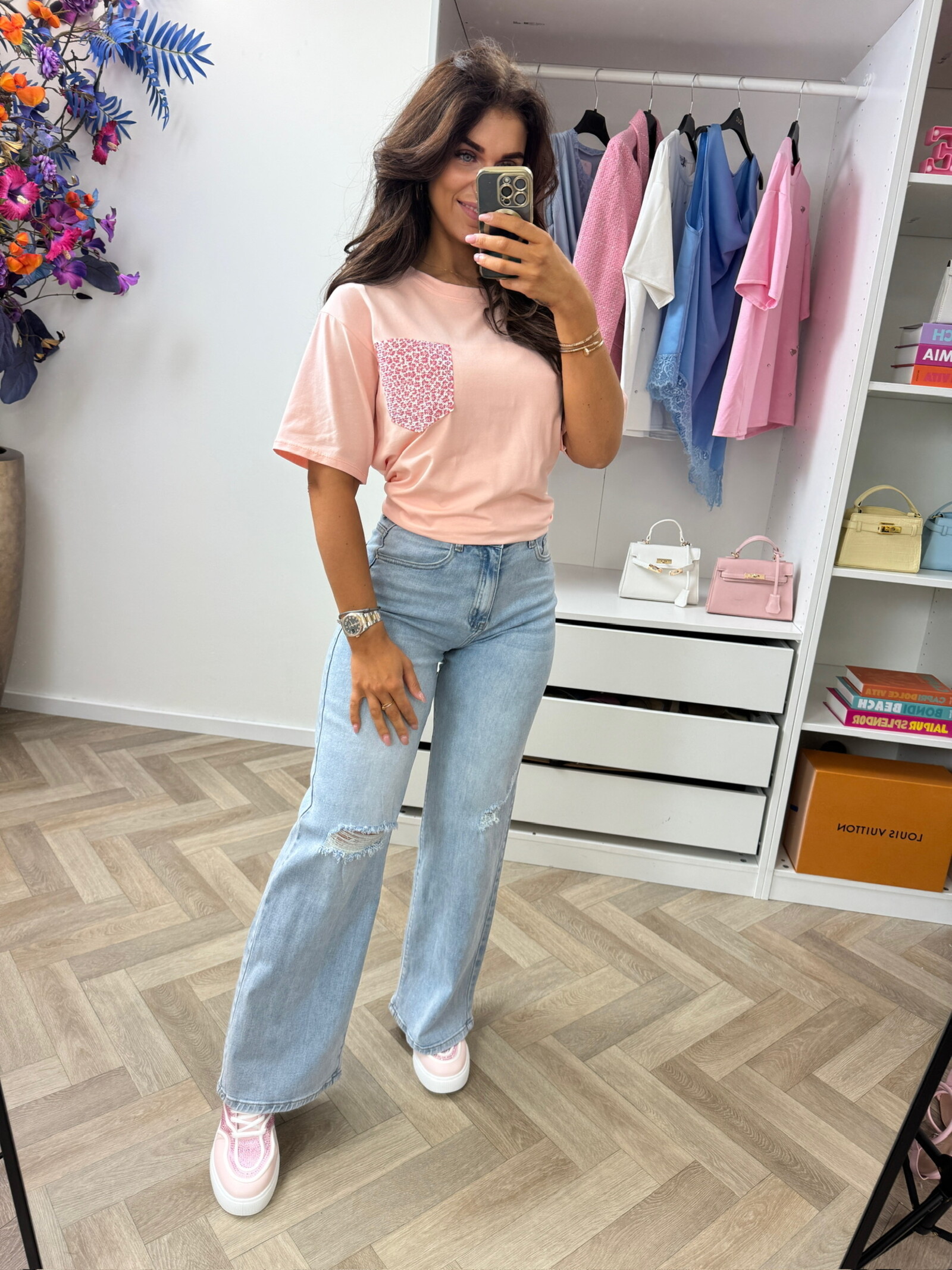 T-Shirt leopard pocket  Pink