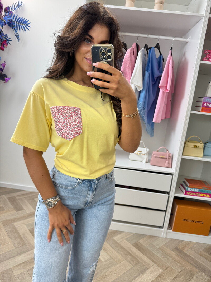 T-Shirt leopard pocket Yellow