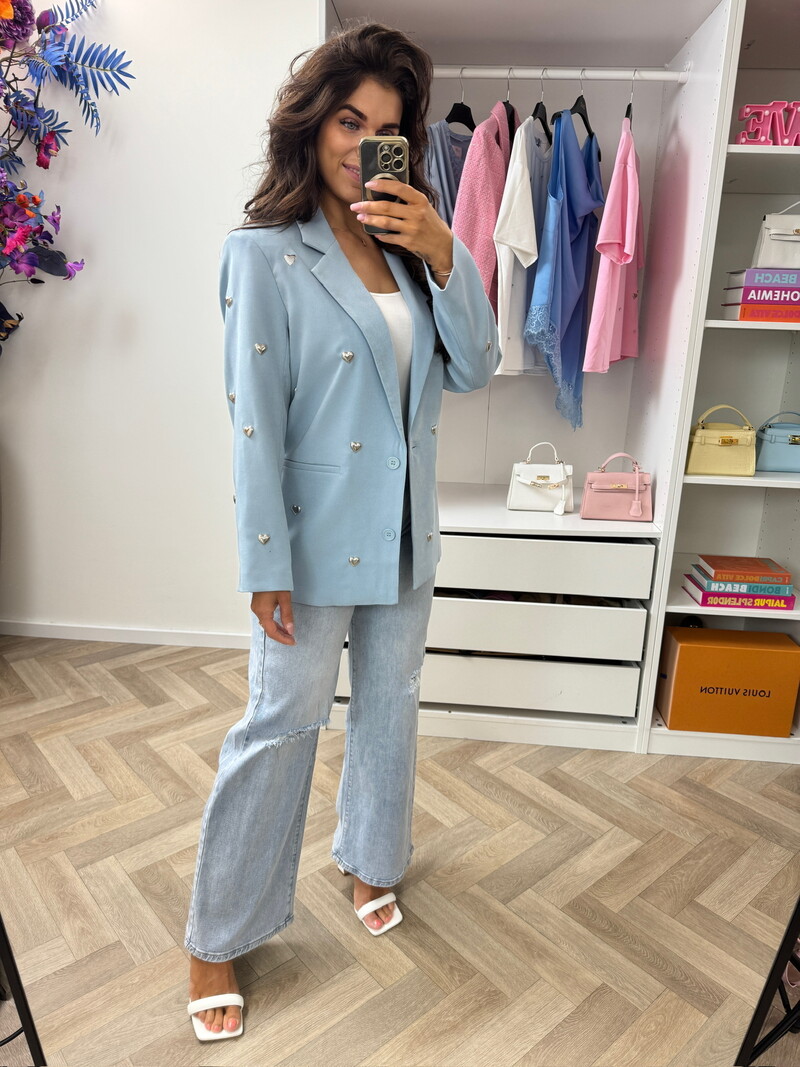 Luxe blazer hearts TC03 light blue