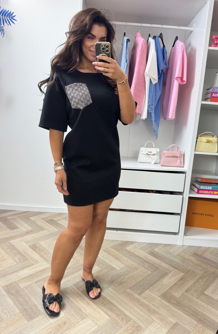 T-shirt Dress Designer Diamonds Black