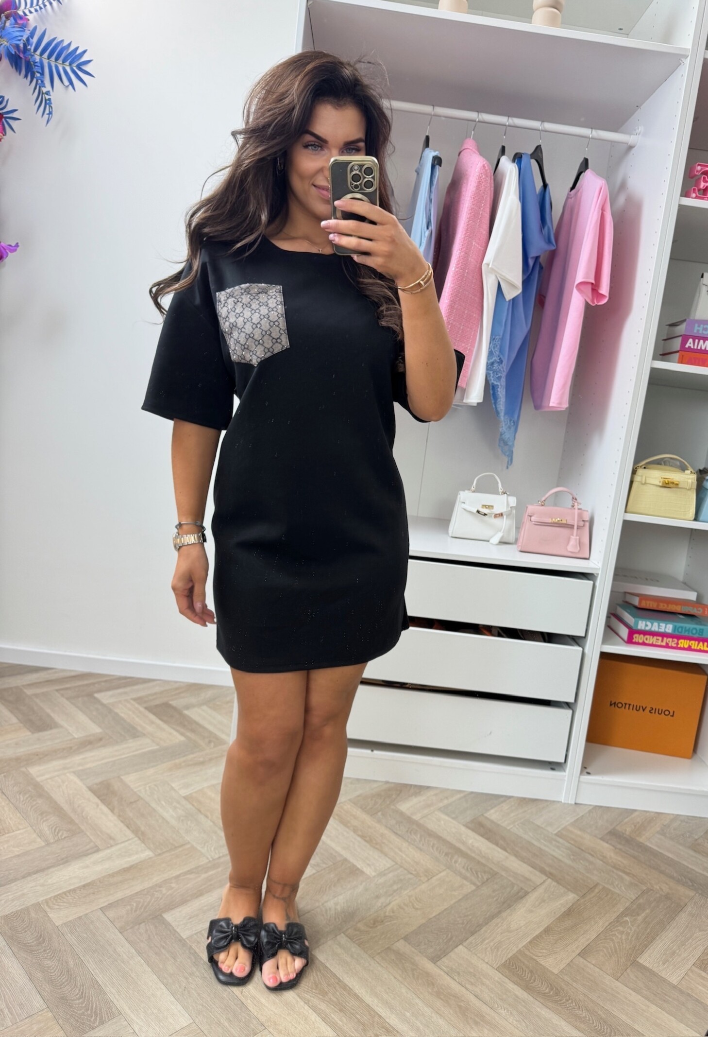 T-shirt Dress Designer Diamonds Black