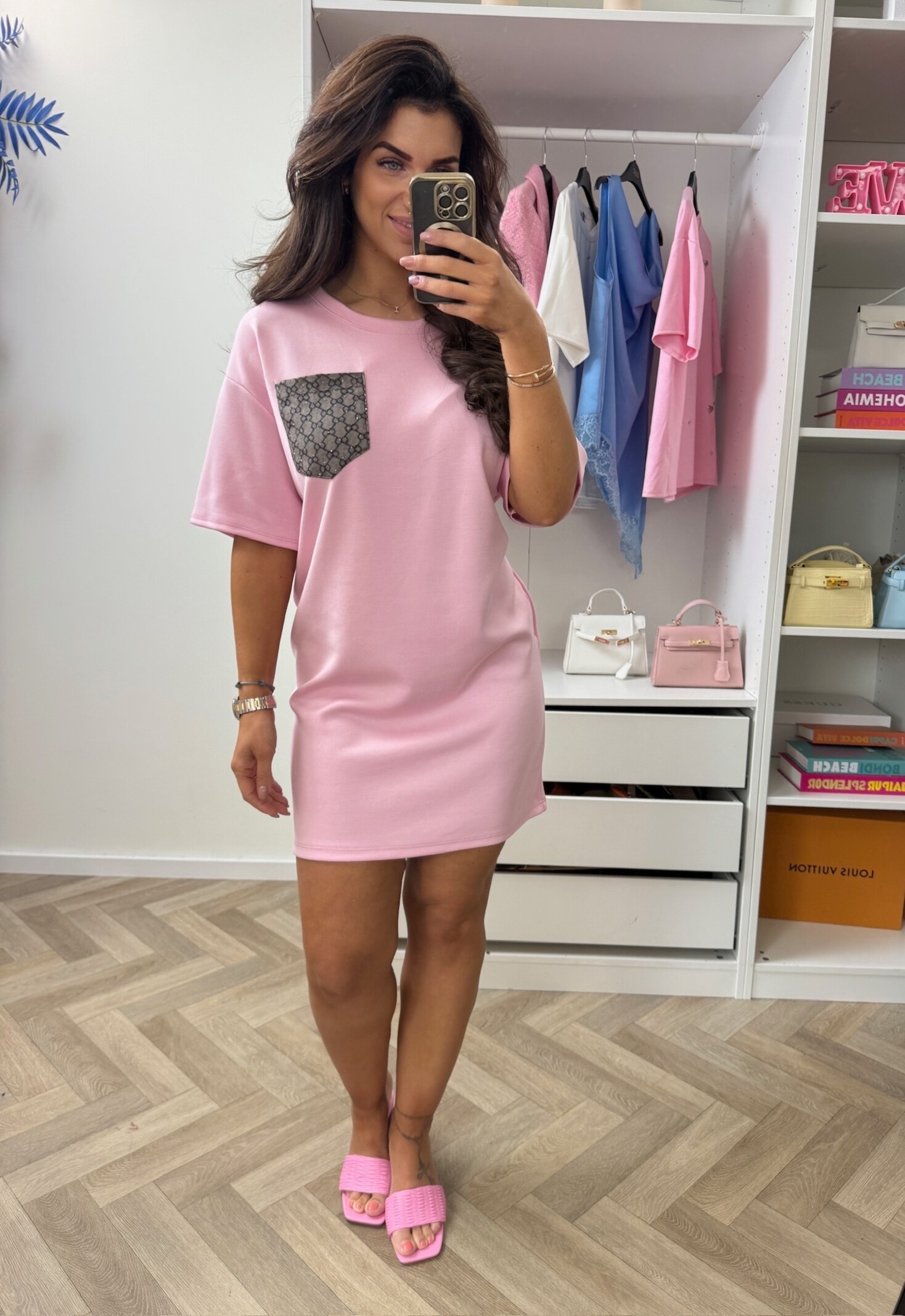 T-shirt Dress Designer Diamonds Pink