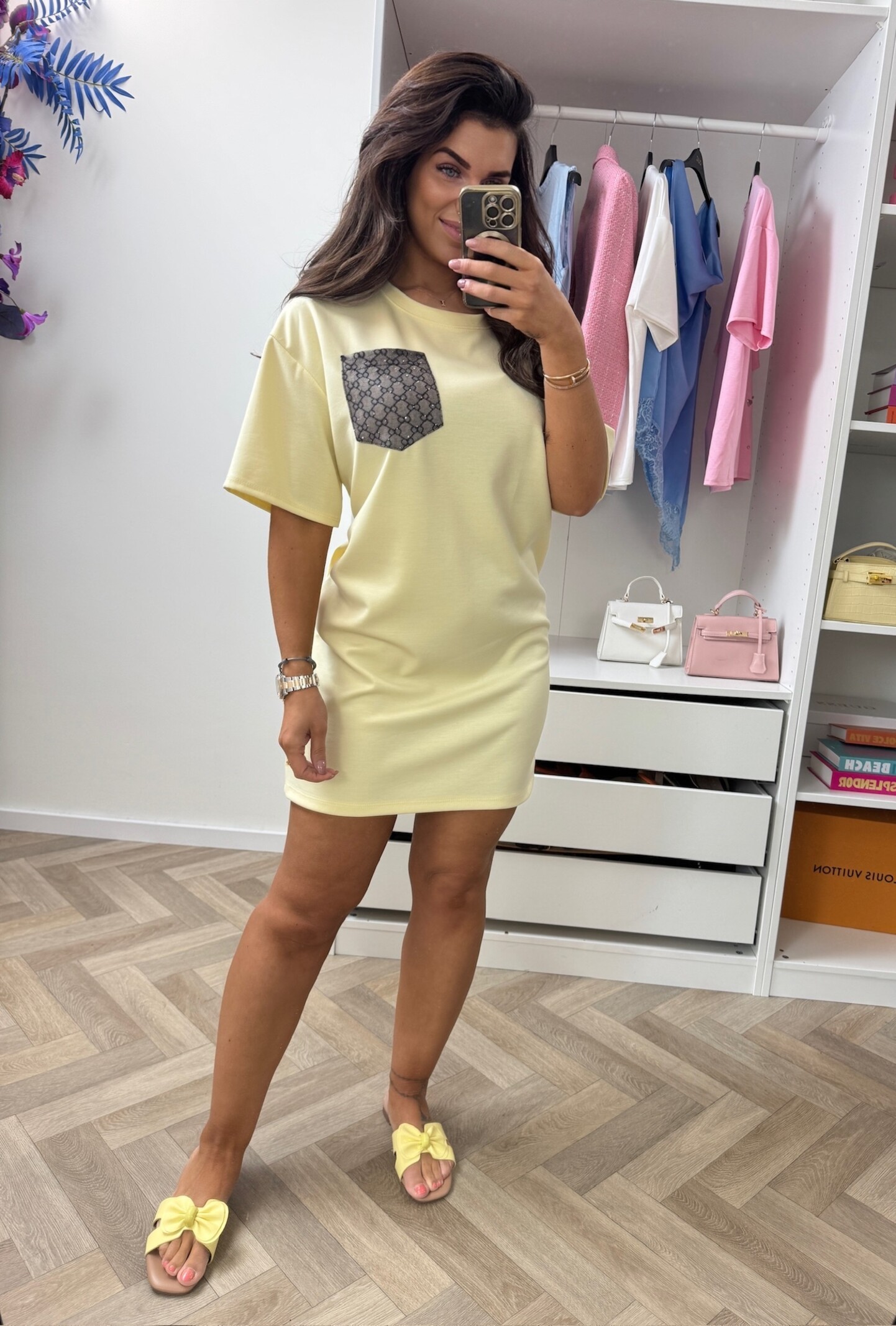 T-shirt Dress Designer Diamonds Yellow