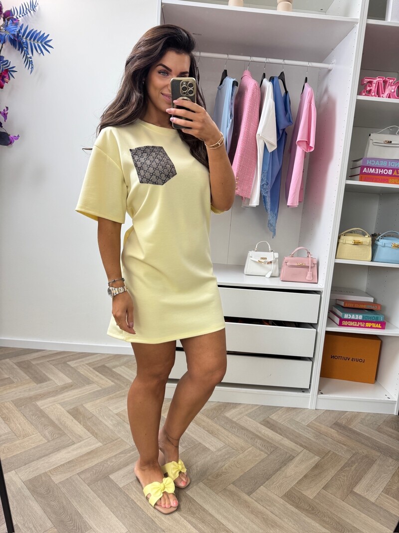 T-shirt Dress Designer Diamonds Yellow