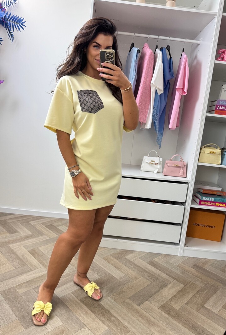 T-shirt Dress Designer Diamonds Yellow