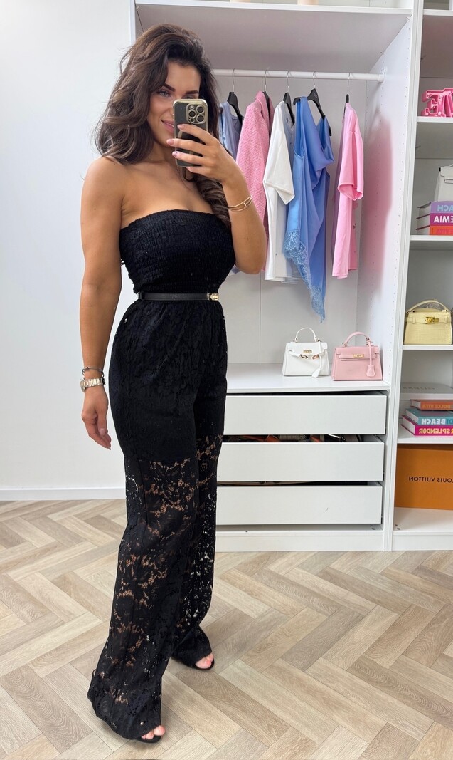 Jumpsuit All Lace Strapless Black