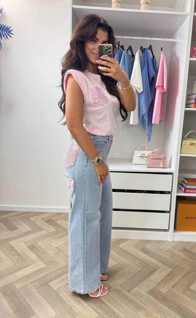 T-shirt Diamonds Pocket Pink G68101