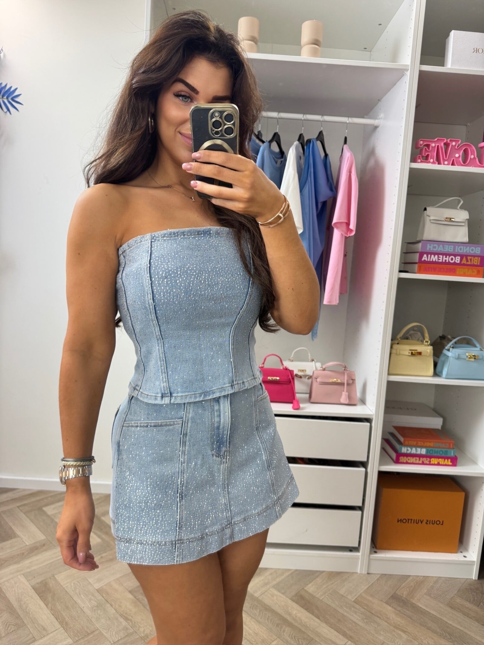 Full Diamonds Top Light Denim MG-926