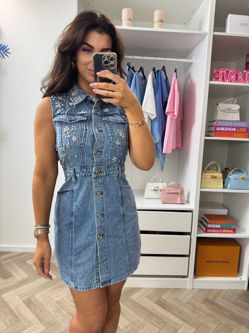 Diamonds Denim Dress V5063