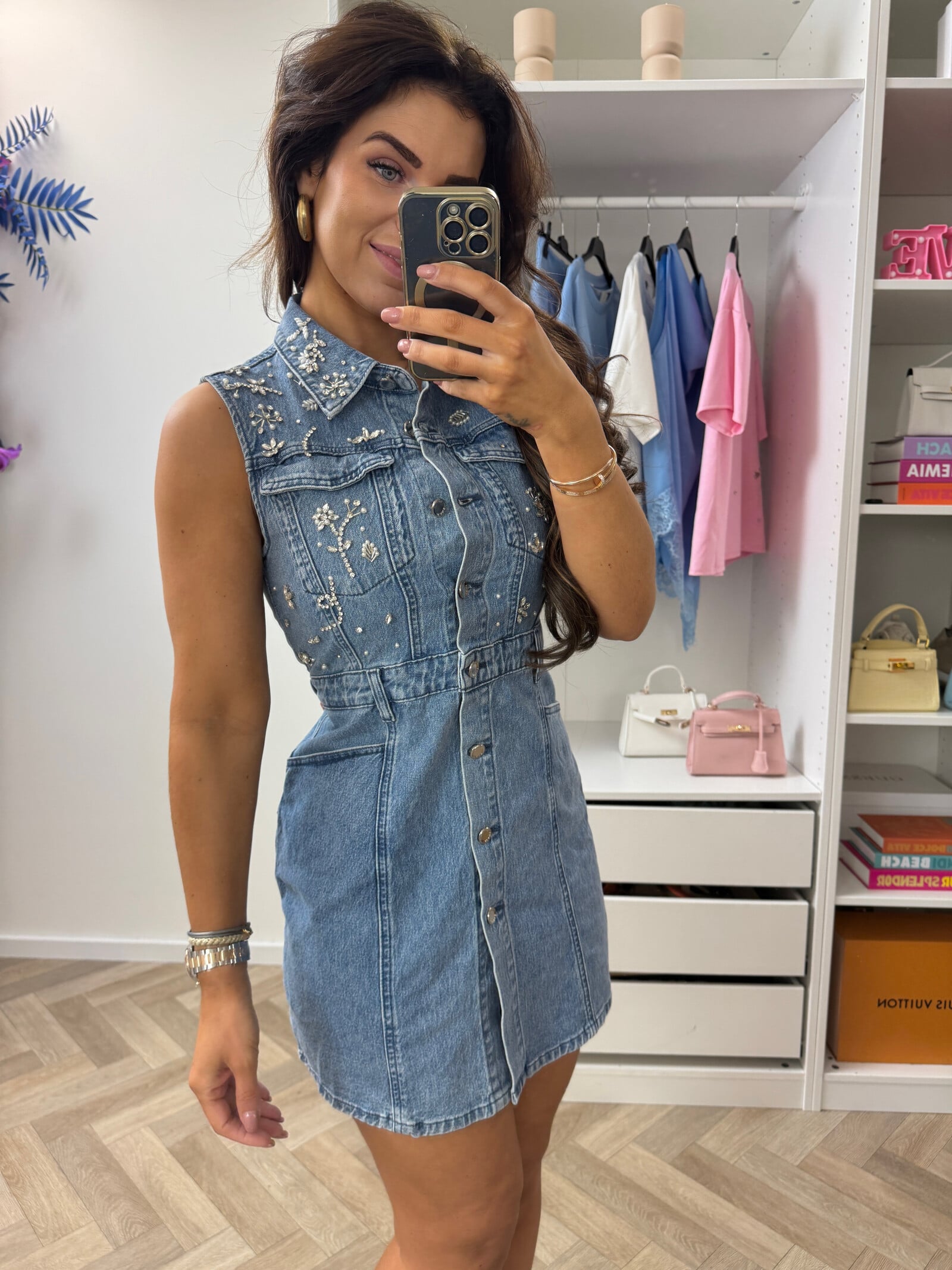 Diamonds Denim Dress V5063