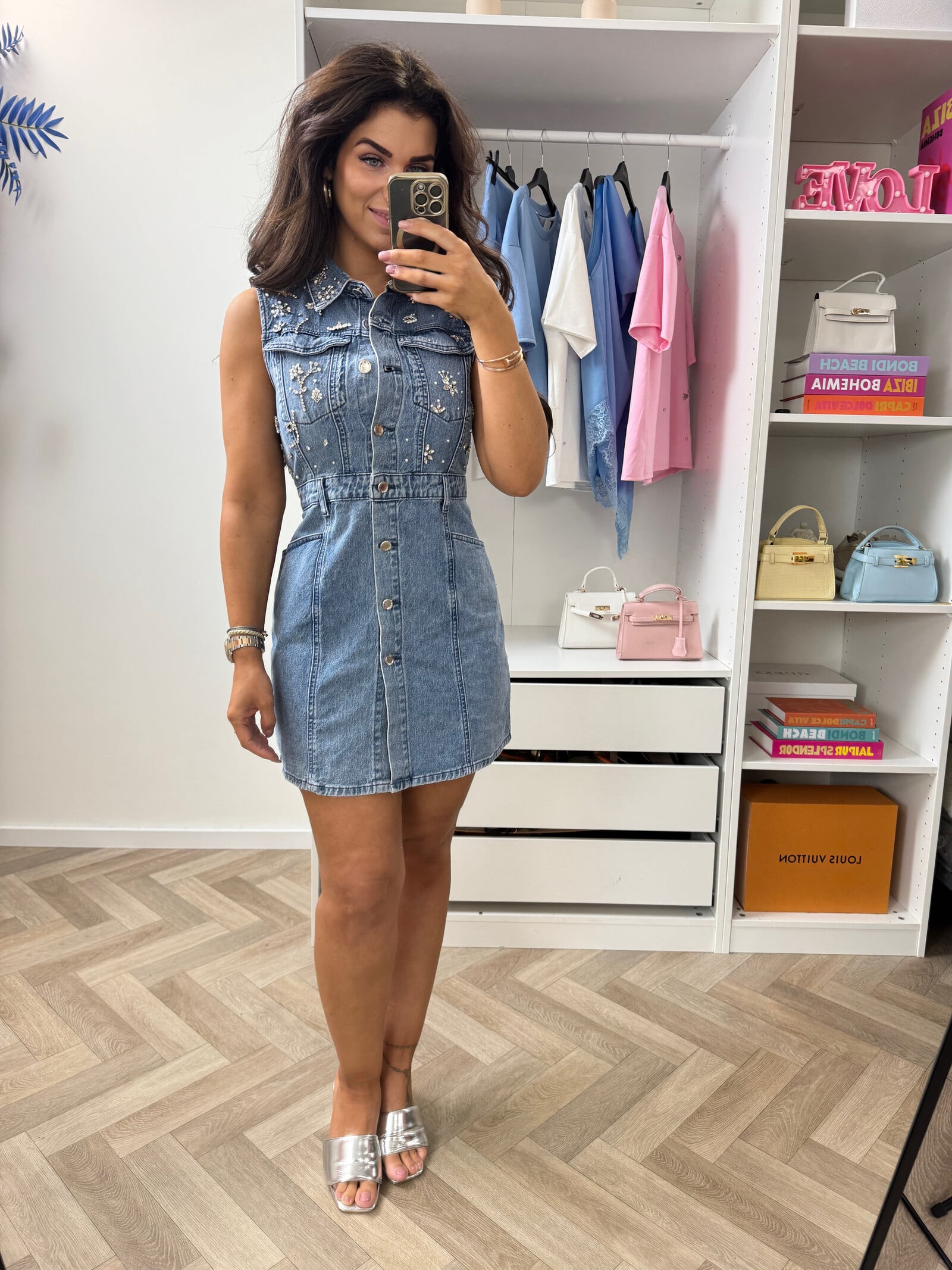 Diamonds Denim Dress V5063