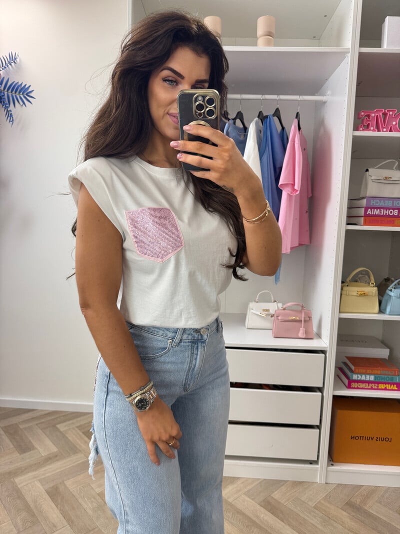 T-shirt Diamonds Pocket  White G68101