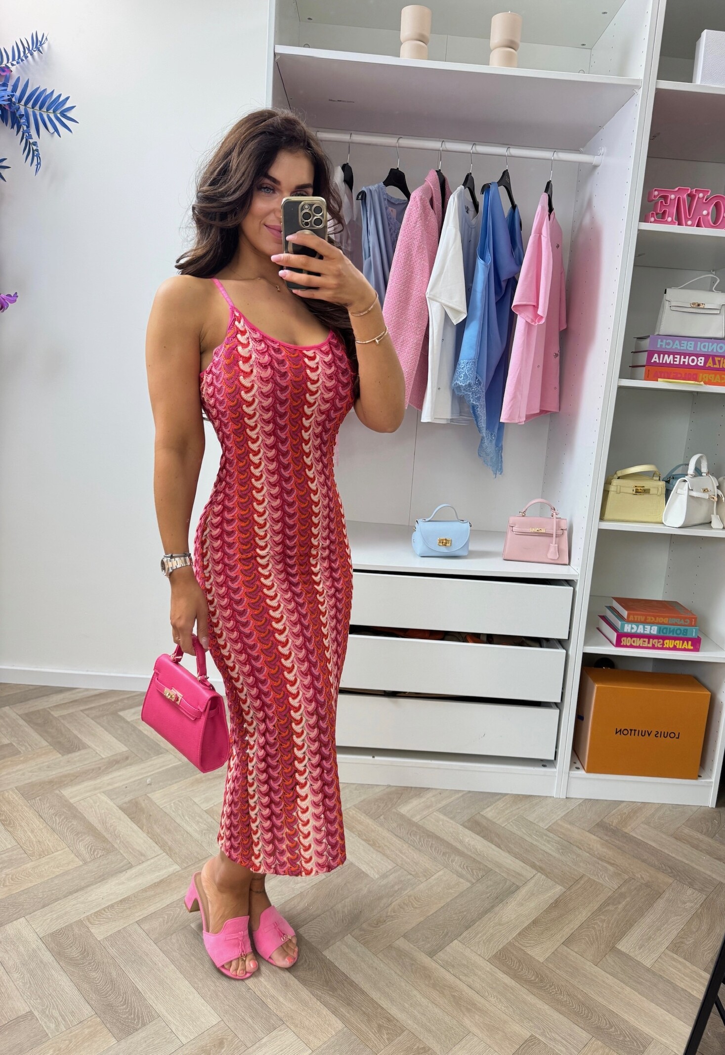 Long Dress Naomi zigzag Pink