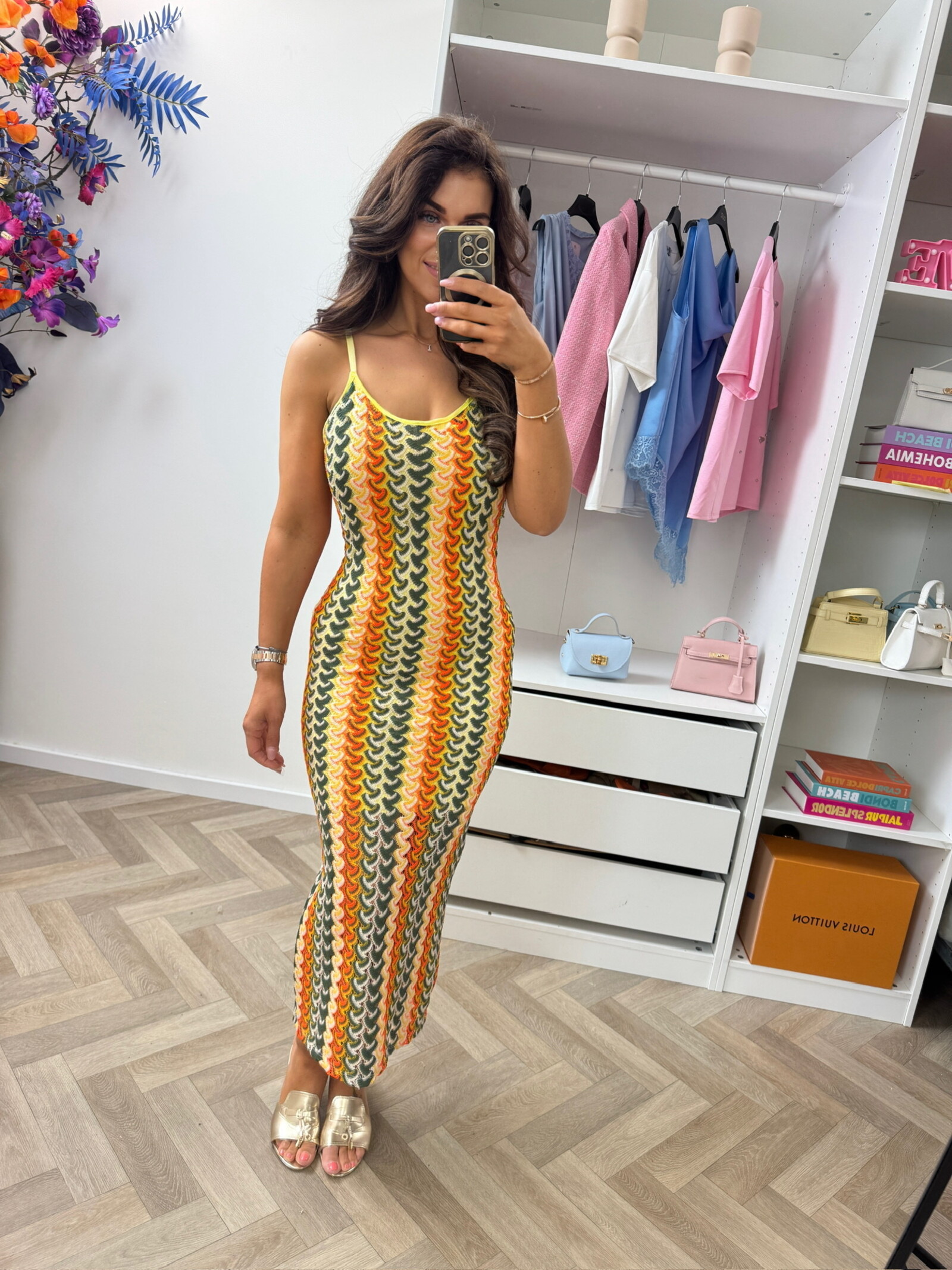 Long Dress Naomi zigzag Yellow