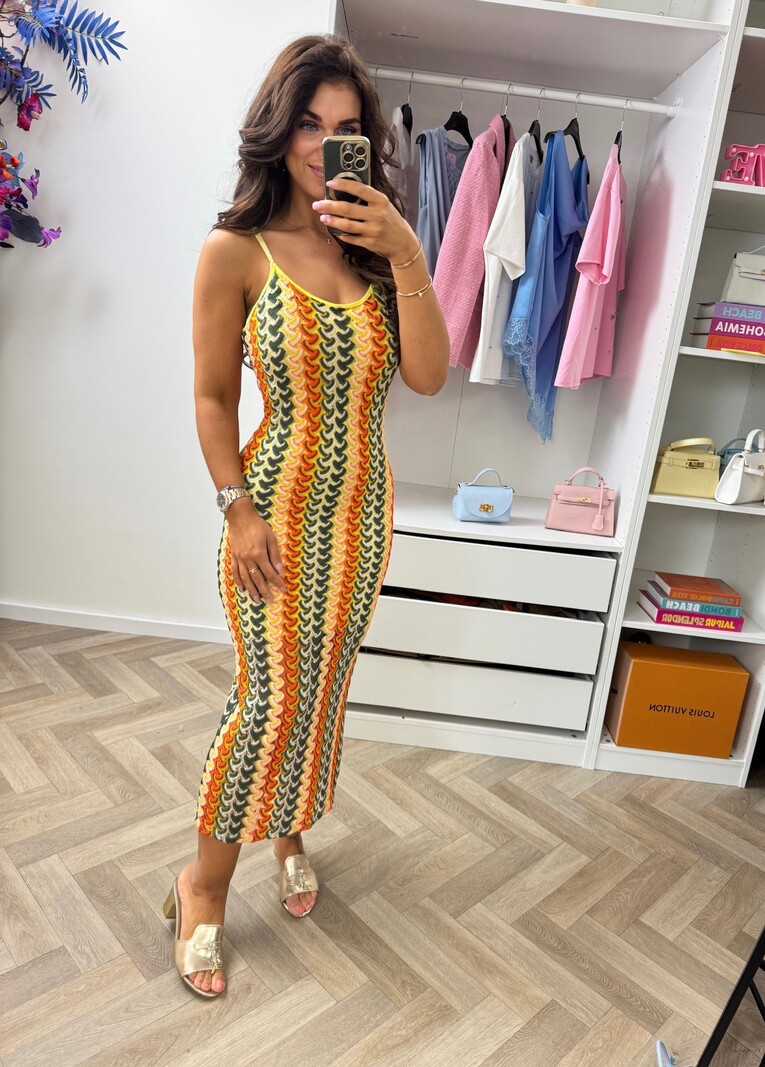 Long Dress Naomi zigzag Yellow